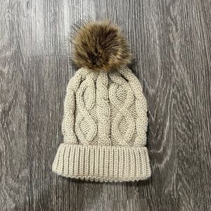 Brown beige fur beanie